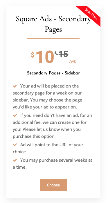 Square Ads - Secondary Pages
