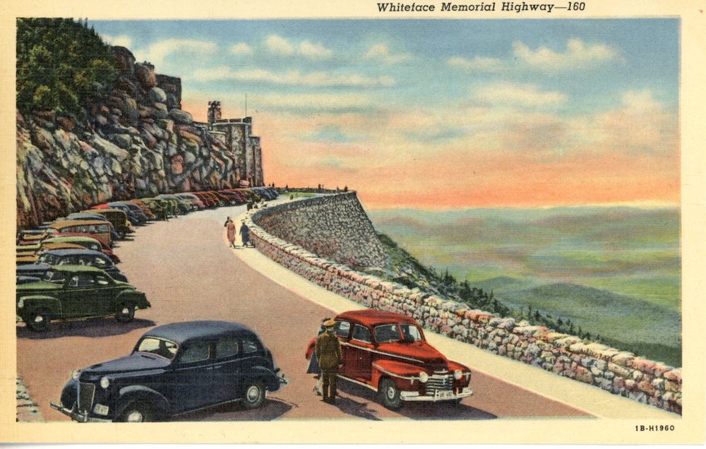 Antique Autos on Whiteface Mountain, Vintage Postcard, circa 1940s