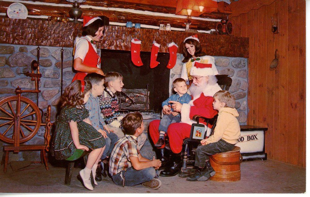Santa Claus With Children, Vintage Postcard, circa 1950s