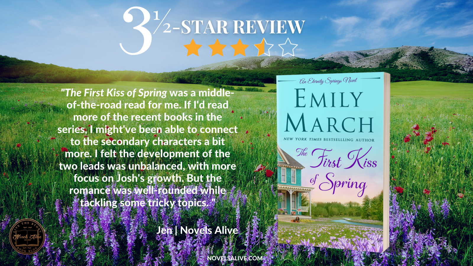 Novels Alive  3.5 STAR REVIEW: THE FIRST KISS OF SPRING by Emily March