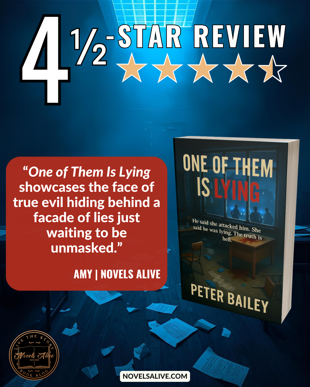 Novels Alive | 4.5-STAR REVIEW: ONE OF THEM IS LYING by Peter Bailey