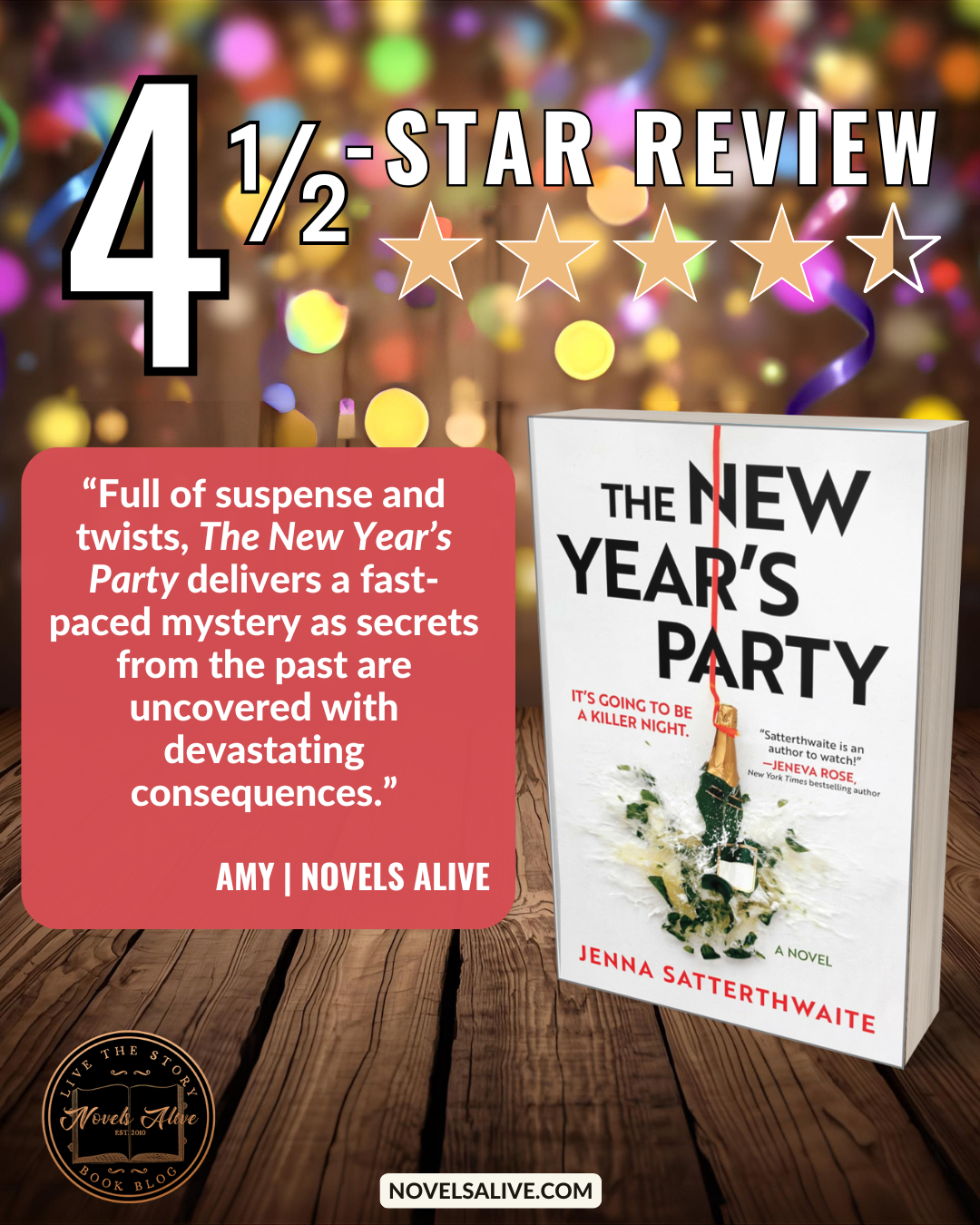 Novels Alive | 4.5-STAR REVIEW: THE NEW YEAR’S PARTY by Jenna Satterthwaite