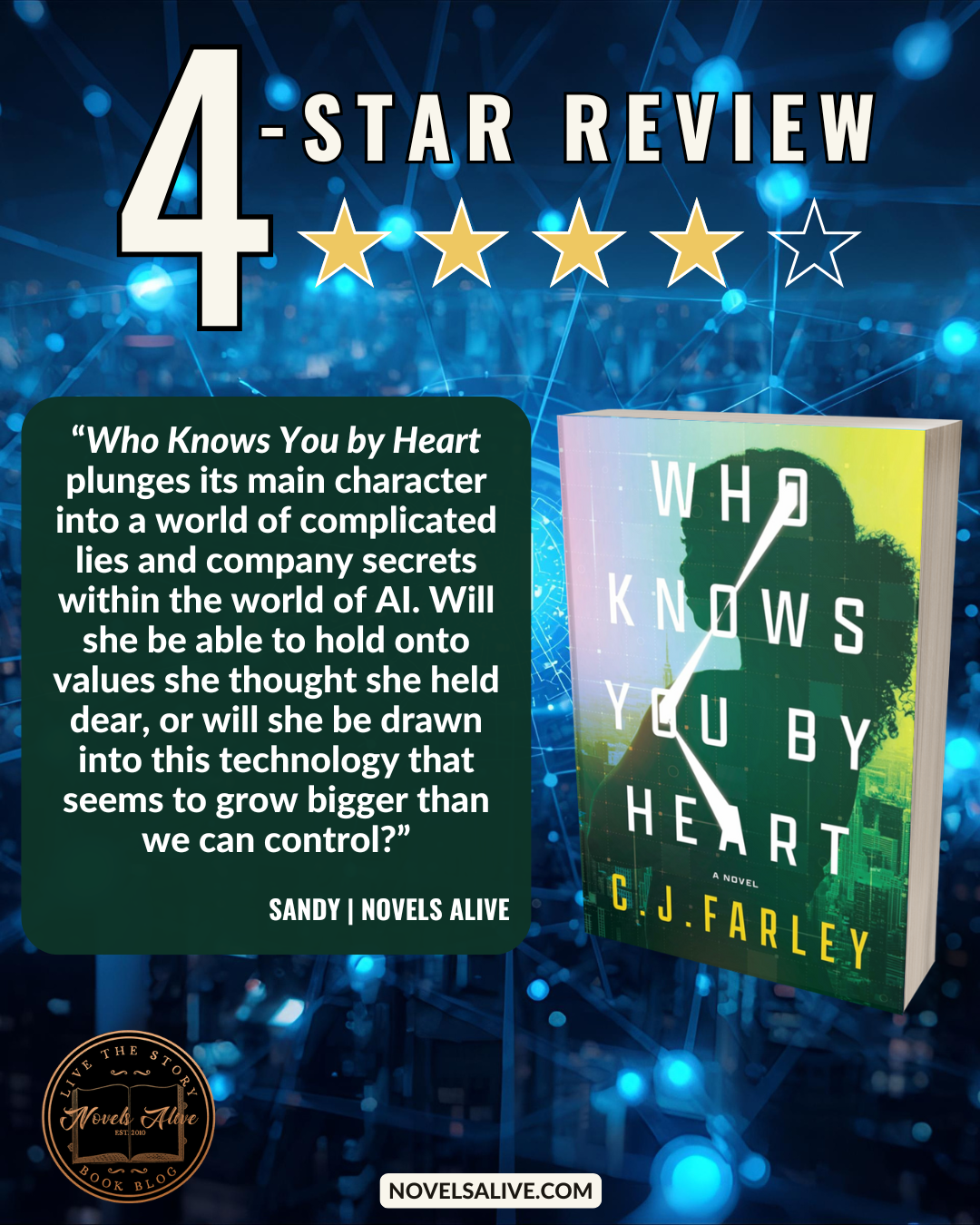 Novels Alive | 4-STAR REVIEW: WHO KNOWS YOU BY HEART by C.J. Farley