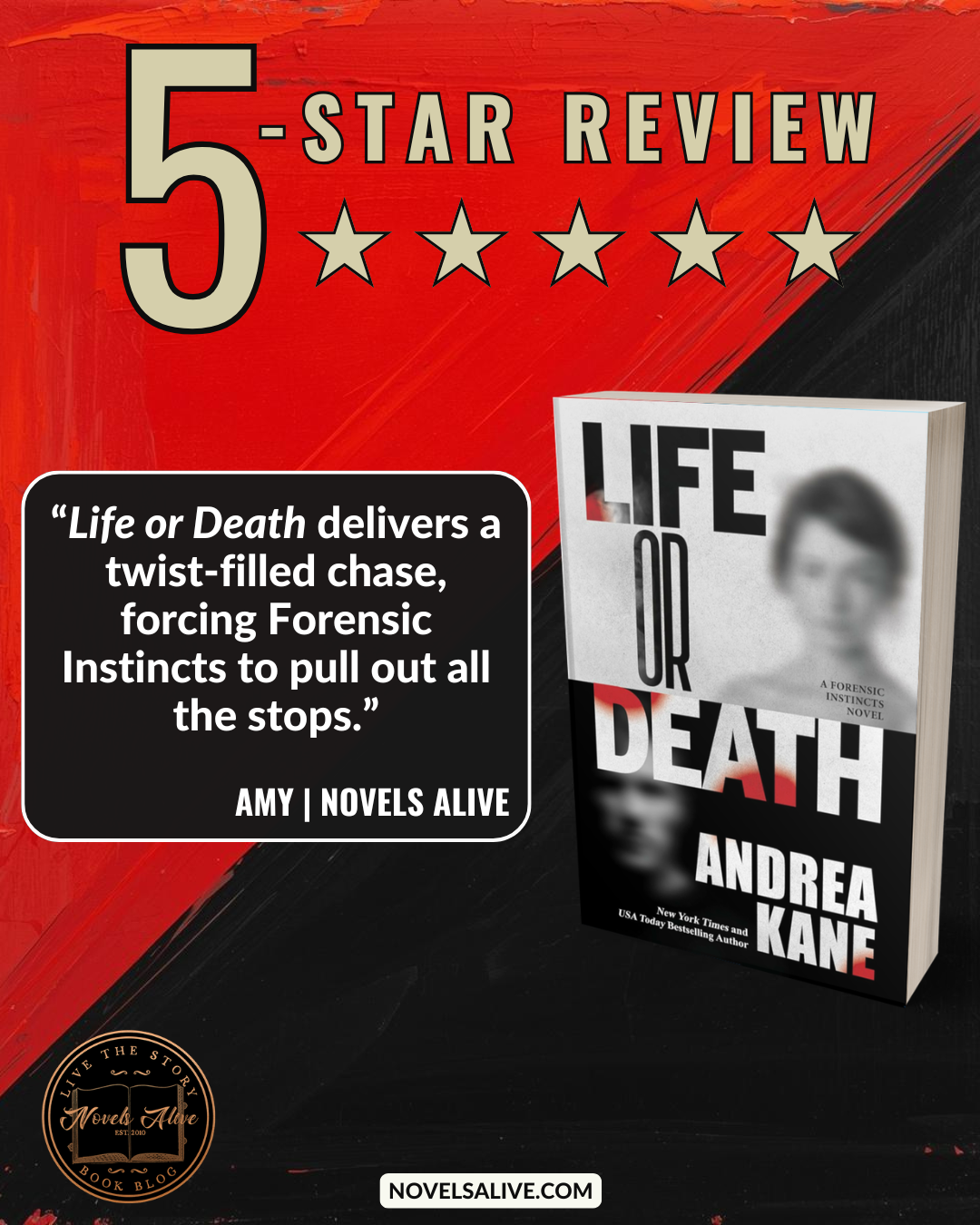 Novels Alive | 5-STAR REVIEW: LIFE OR DEATH by Andrea Kane