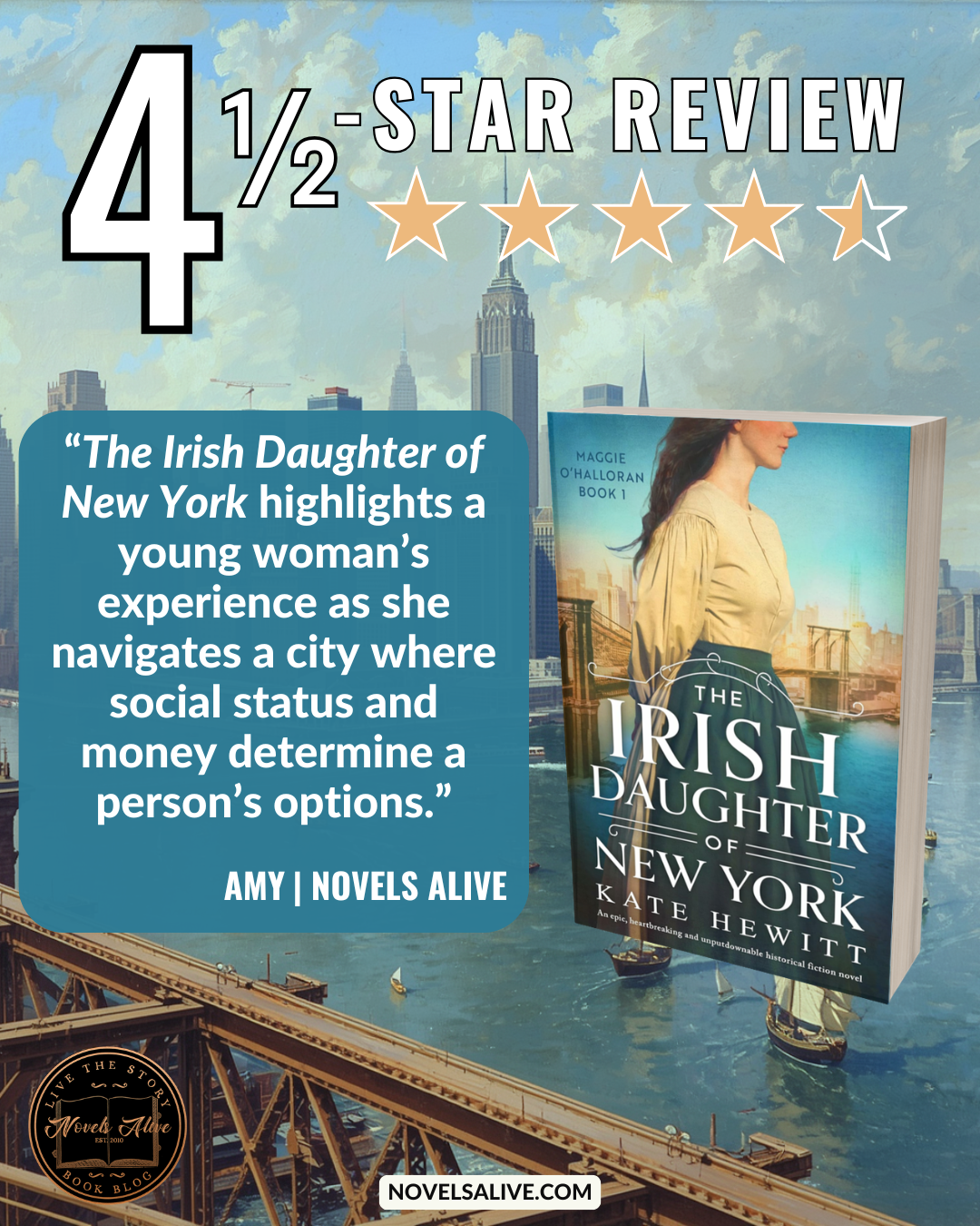 Novels Alive | 4.5-STAR REVIEW: THE IRISH DAUGHTER OF NEW YORK by Kate ...