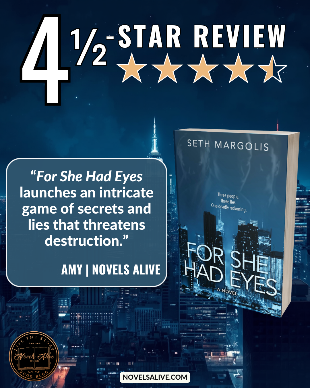 Novels Alive | 4.5-STAR REVIEW: FOR SHE HAD EYES by Seth Margolis